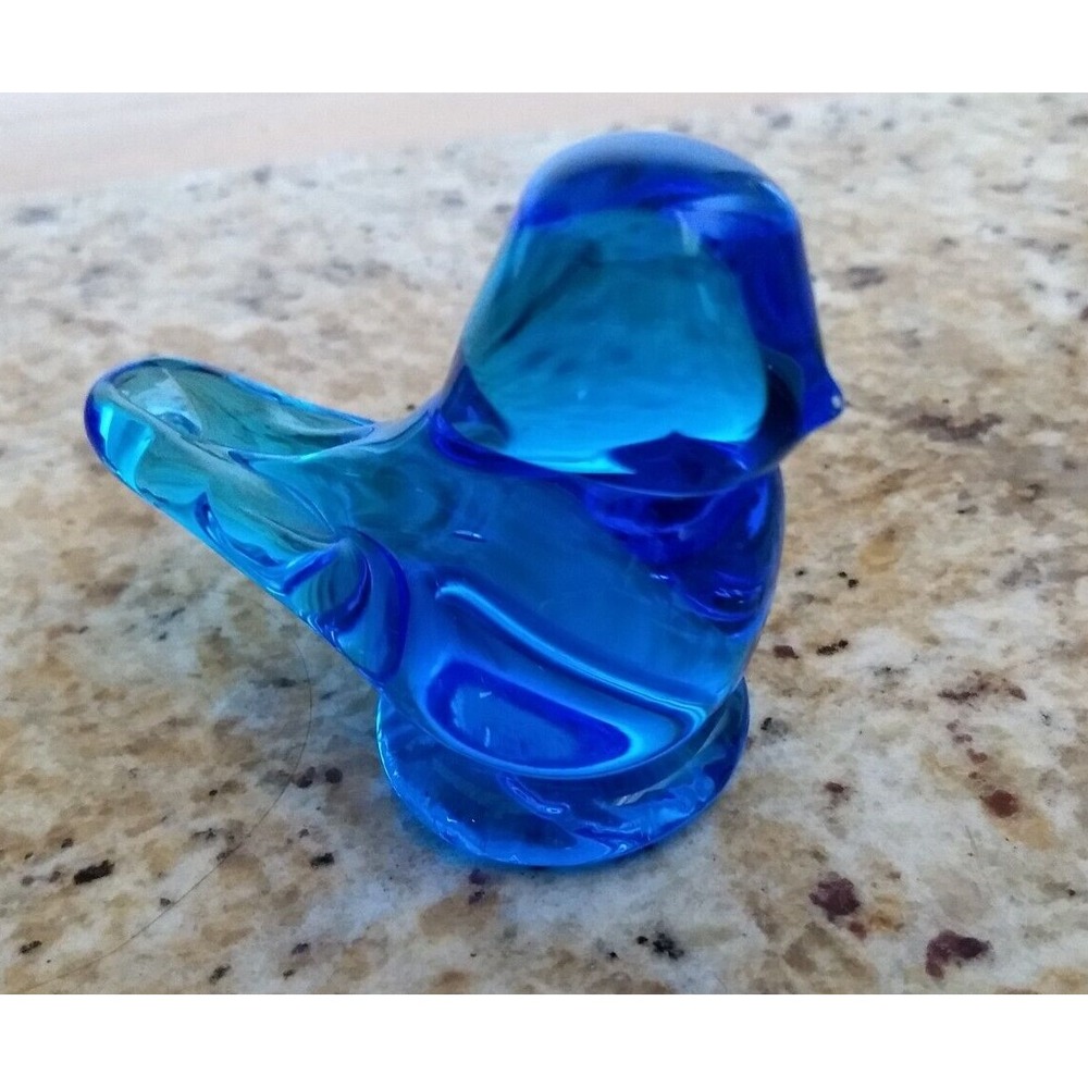 BLUE BIRD OF HAPPINESS Vintage Glass Bird Signed Ron Ray 1991